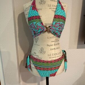 BECCA Pink and Blue Swimwear - one top & 2 bottoms